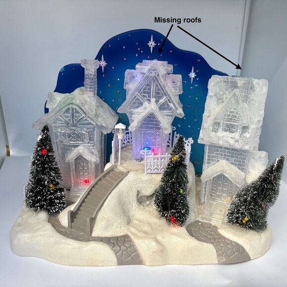 2007 Home Elements LED Light Up Christmas Holiday Snow Covered Village Glitter - Picture 8 of 8